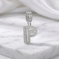 Personalized Letter Studded Zirconia Pendant - White Rhodium Plated