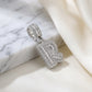 Personalized Letter Studded Zirconia Pendant - White Rhodium Plated