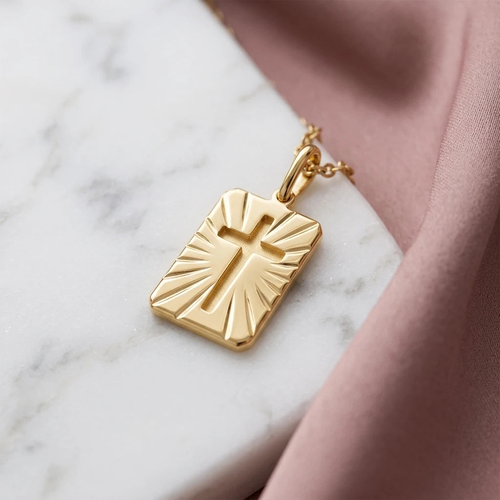 Religious Cross Pendant - 18K Gold Plated