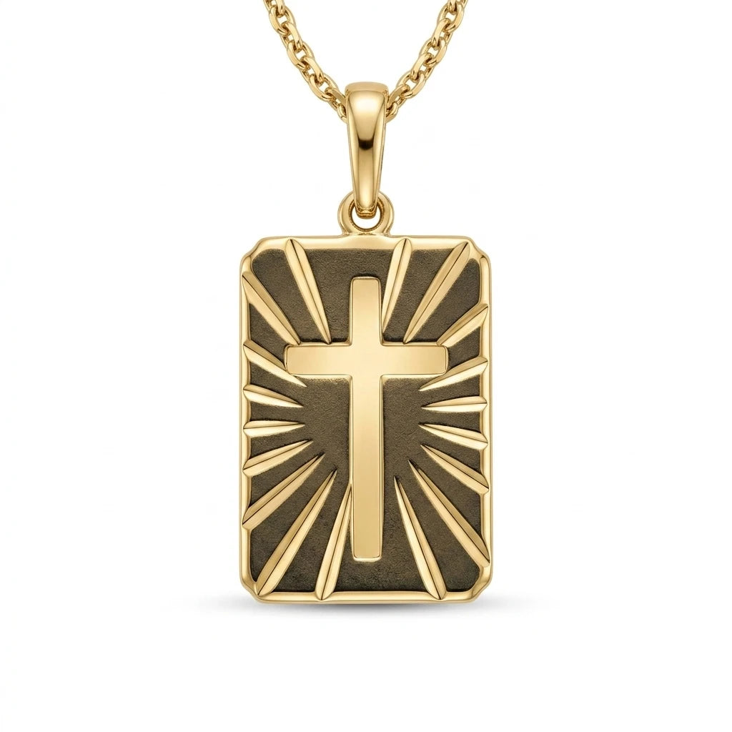 Religious Cross Pendant - 18K Gold Plated