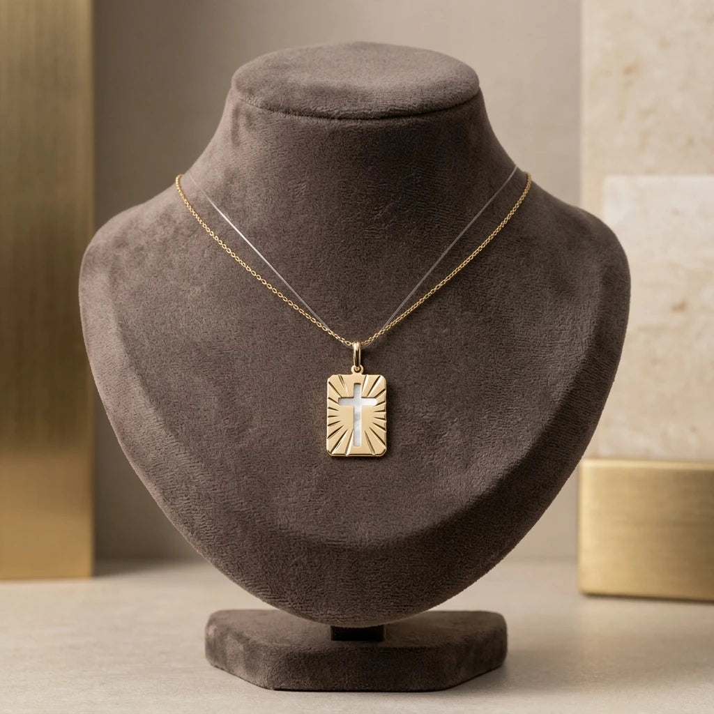 Religious Cross Pendant - 18K Gold Plated