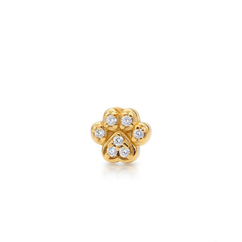 Pet Paw Studded Zirconia Pendant - 18K Gold Plated