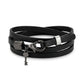 Men's Triple Black Faux Leather Bracelet