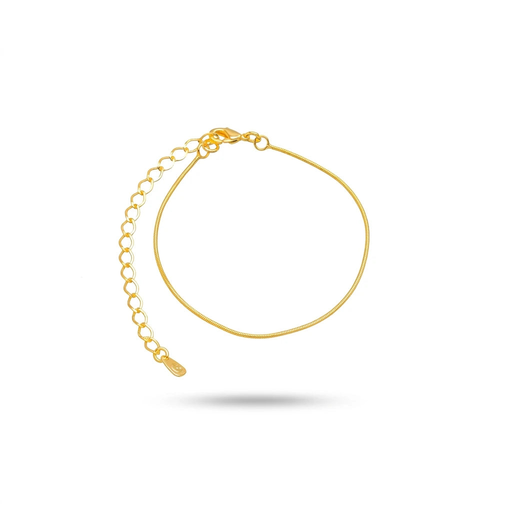 Thin Herringbone Snake Bracelet - 18K Gold Plated