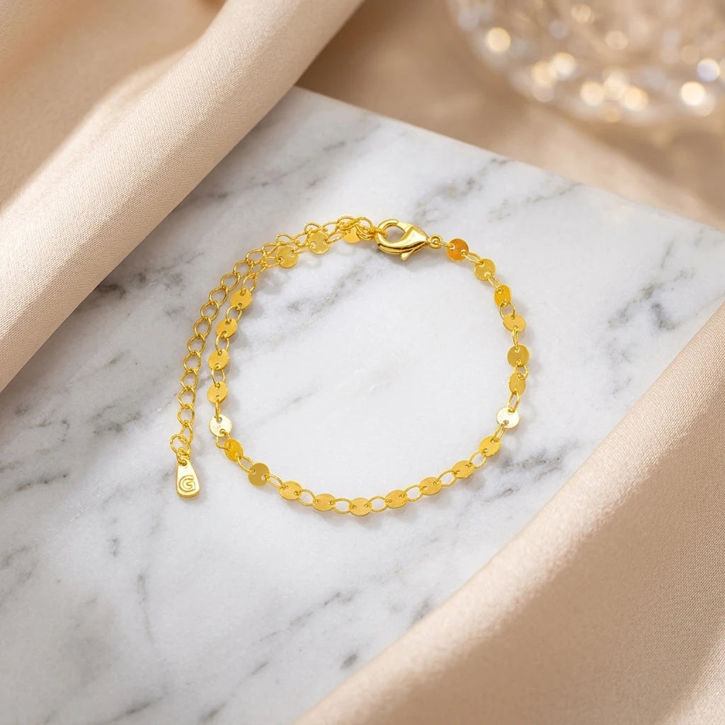 Delicate Mini Circle Bracelet - 18K Gold Plated
