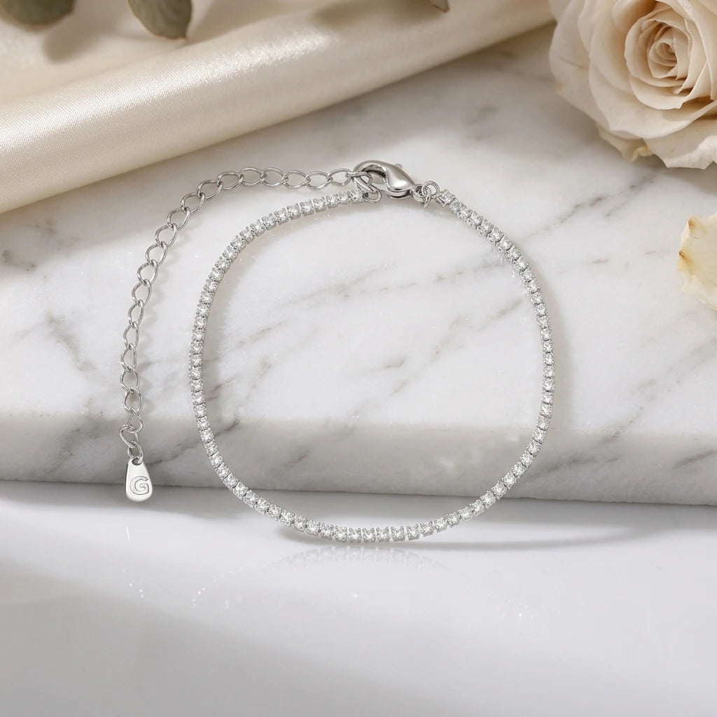 Zirconia Tennis Bracelet - White Rhodium Plated