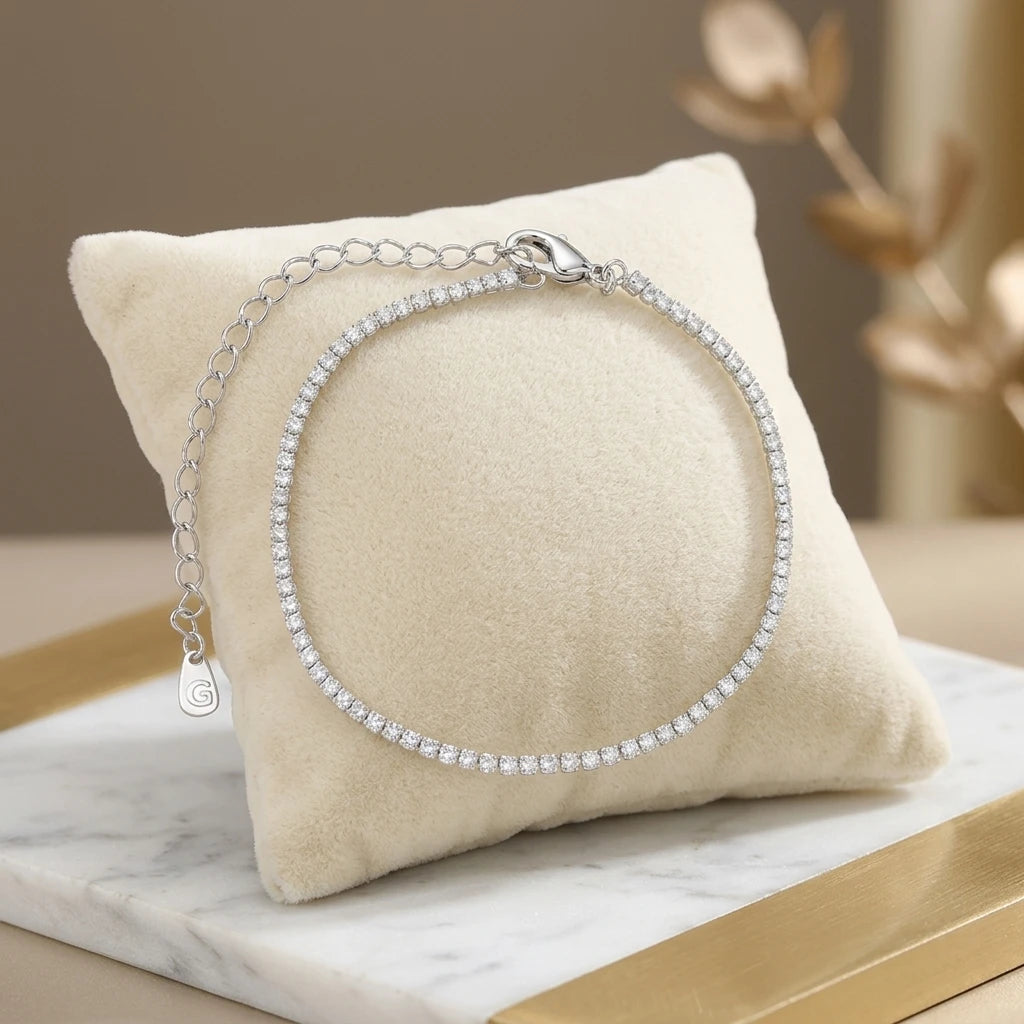 Zirconia Tennis Bracelet - White Rhodium Plated