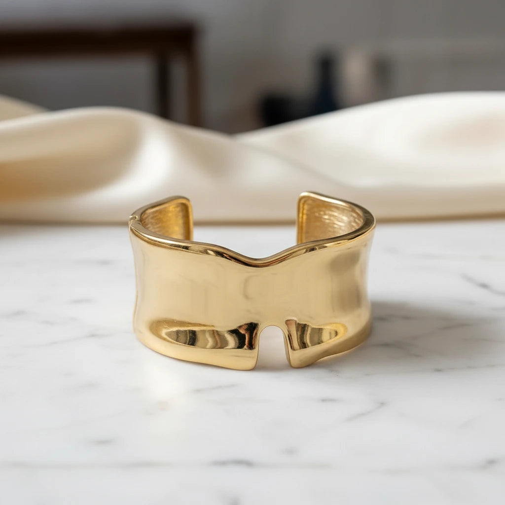 18K Gold Plated Organic Cuff Bracelet