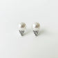 Genuine Pearl Studs with Sterling Silver Pavé White Topaz Triangle Earring