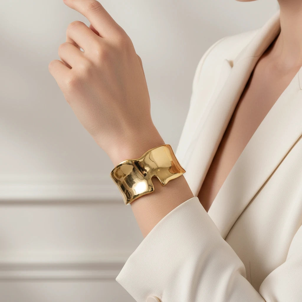 18K Gold Plated Organic Cuff Bracelet