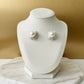 Genuine Pearl Studs with Sterling Silver Pavé White Topaz Triangle Earring