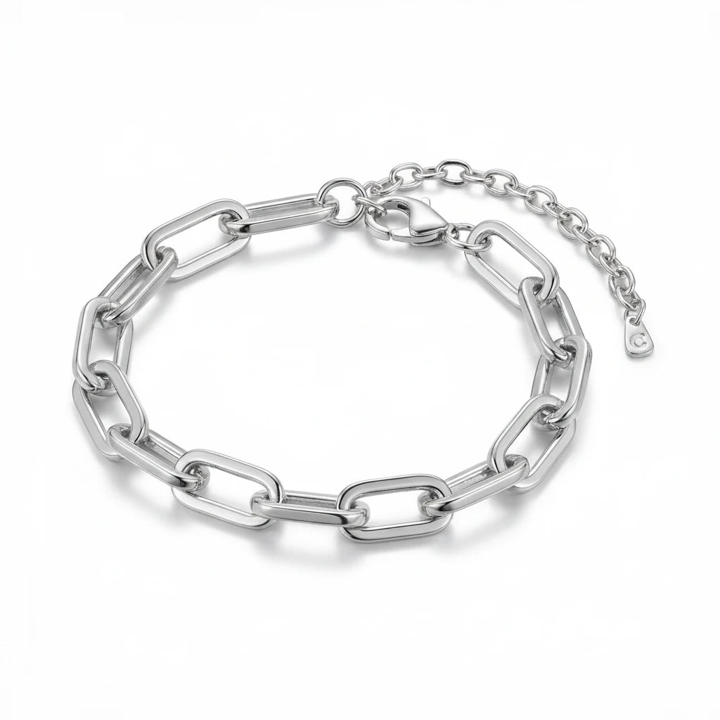 Paperclip Bracelet - White Rhodium Plated