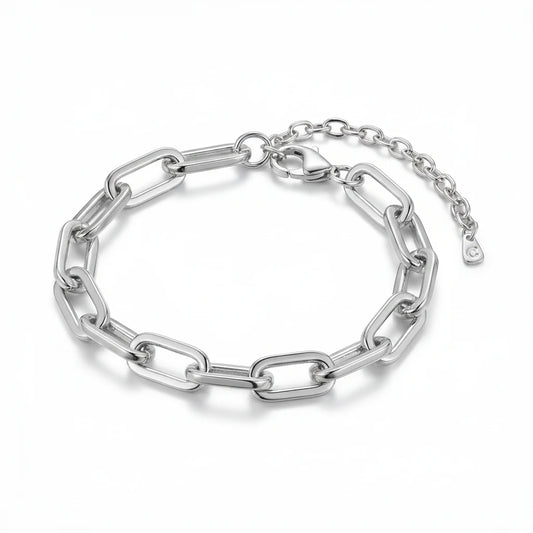 Paperclip Bracelet - White Rhodium Plated