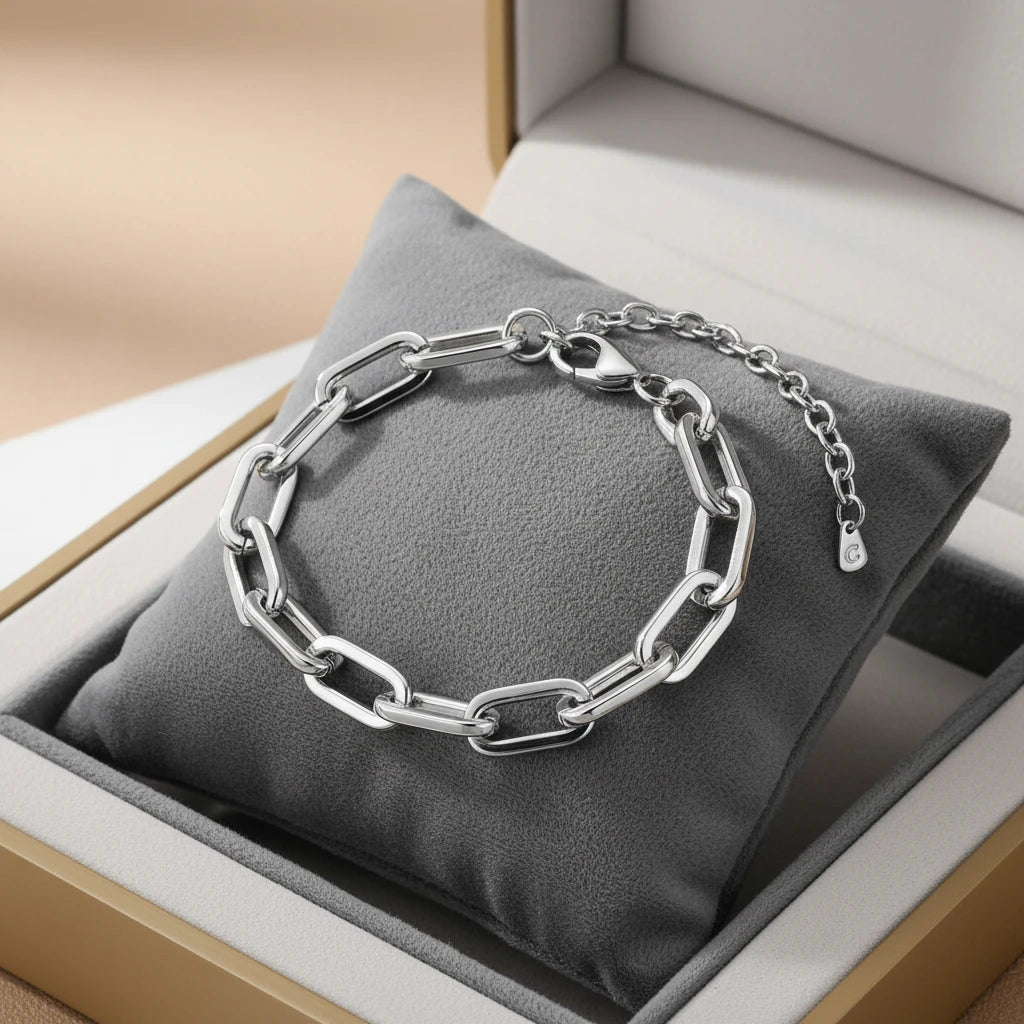 Paperclip Bracelet - White Rhodium Plated