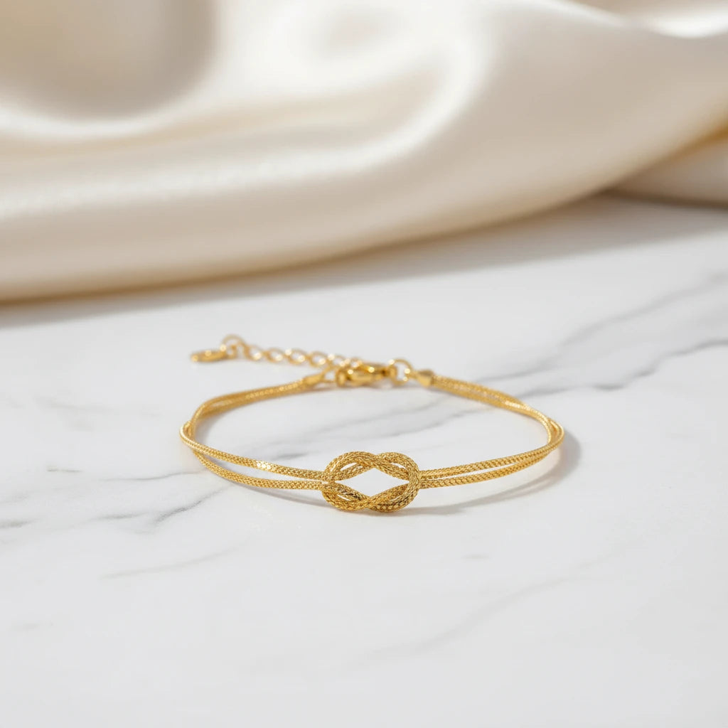 Double Detailed Chain Bracelet -18K Gold Plated