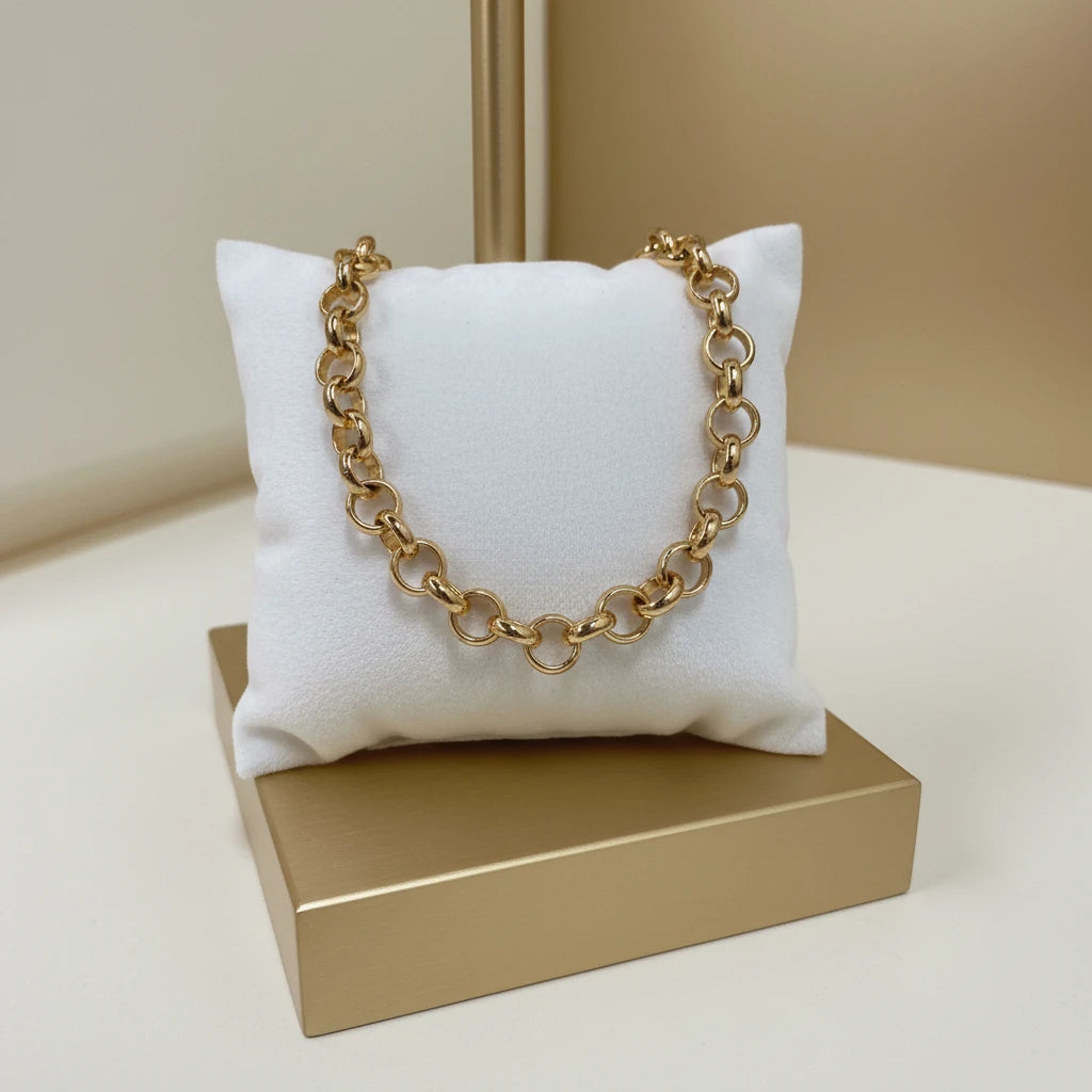 Round Link Chain Bracelet - 18K Gold Plated