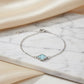 Blue Lucky Clover Bracelet - White Rhodium Plated