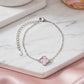 Pink Lucky Clover Bracelet - White Rhodium Plated