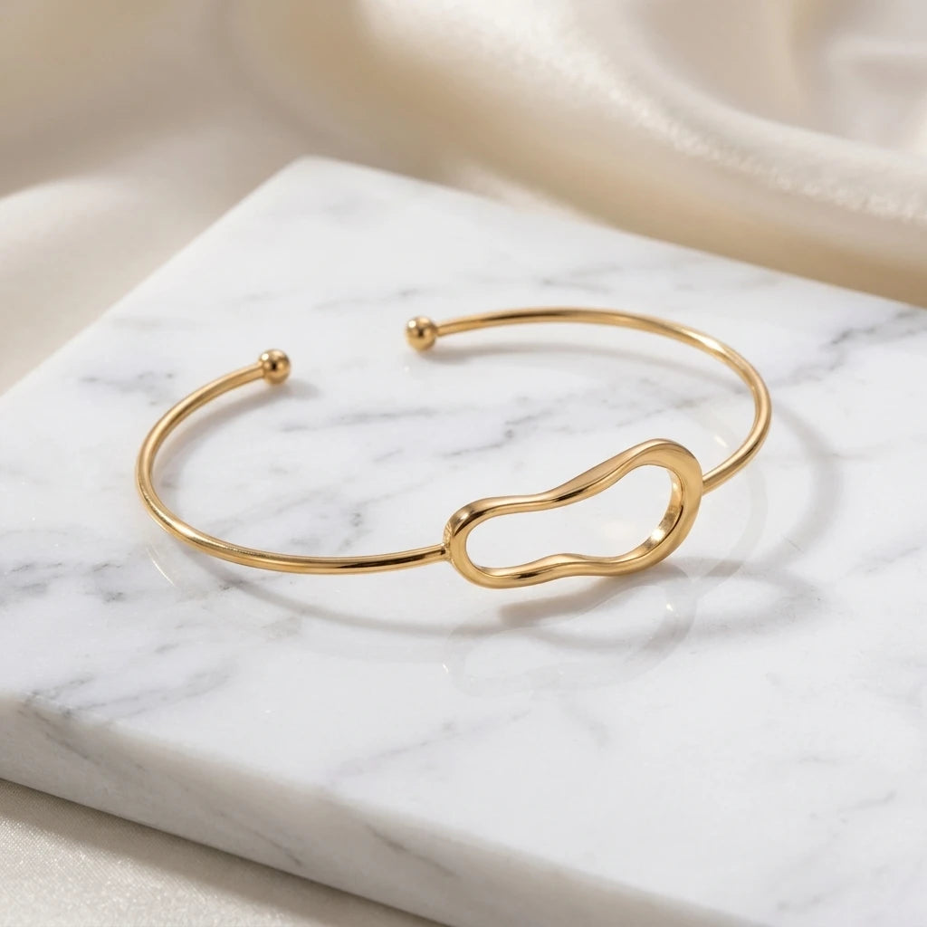 Bangle Open Bracelet - 18K Gold Plated