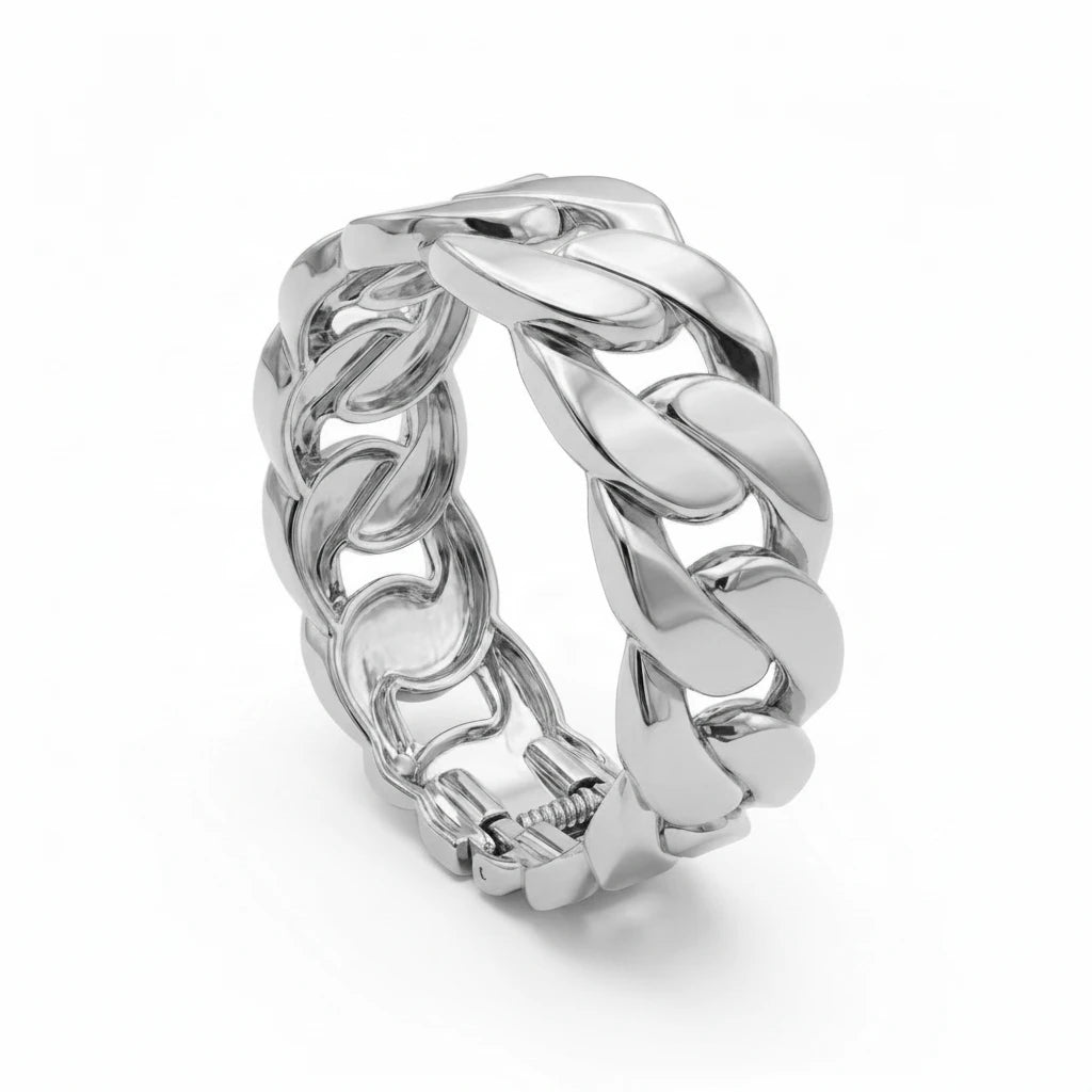 Large Cuban Link Bracelet - White Rhodium Plated