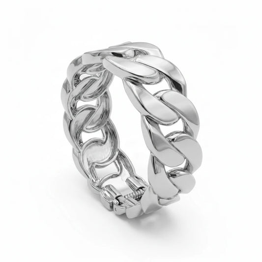 Large Cuban Link Bracelet - White Rhodium Plated