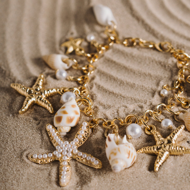 18K Gold Plated Stars & Shell Bracelet