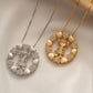 18K Gold Plated Studded Zirconia Girl Circle Hearts Necklace
