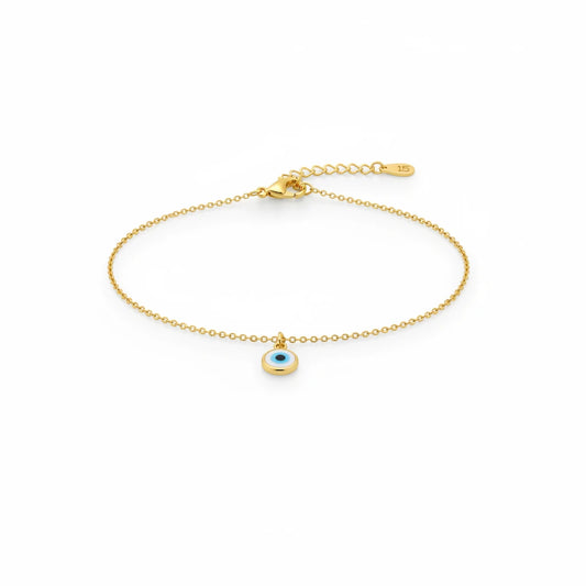 Delicate Evil Eye Anklet - 18K Gold Plated