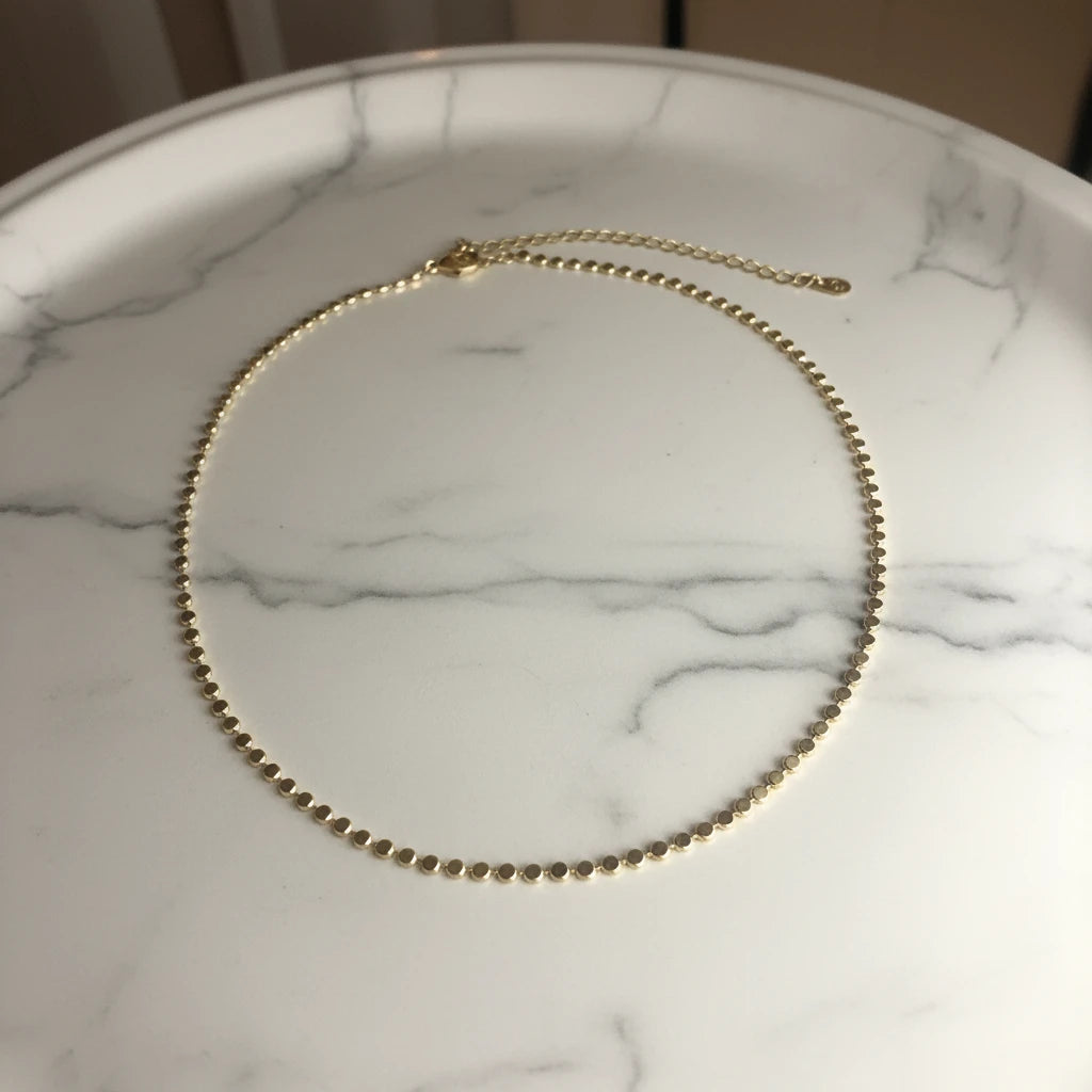 46 cm - Delicate Dot Chain - Choker -18K Gold Plated