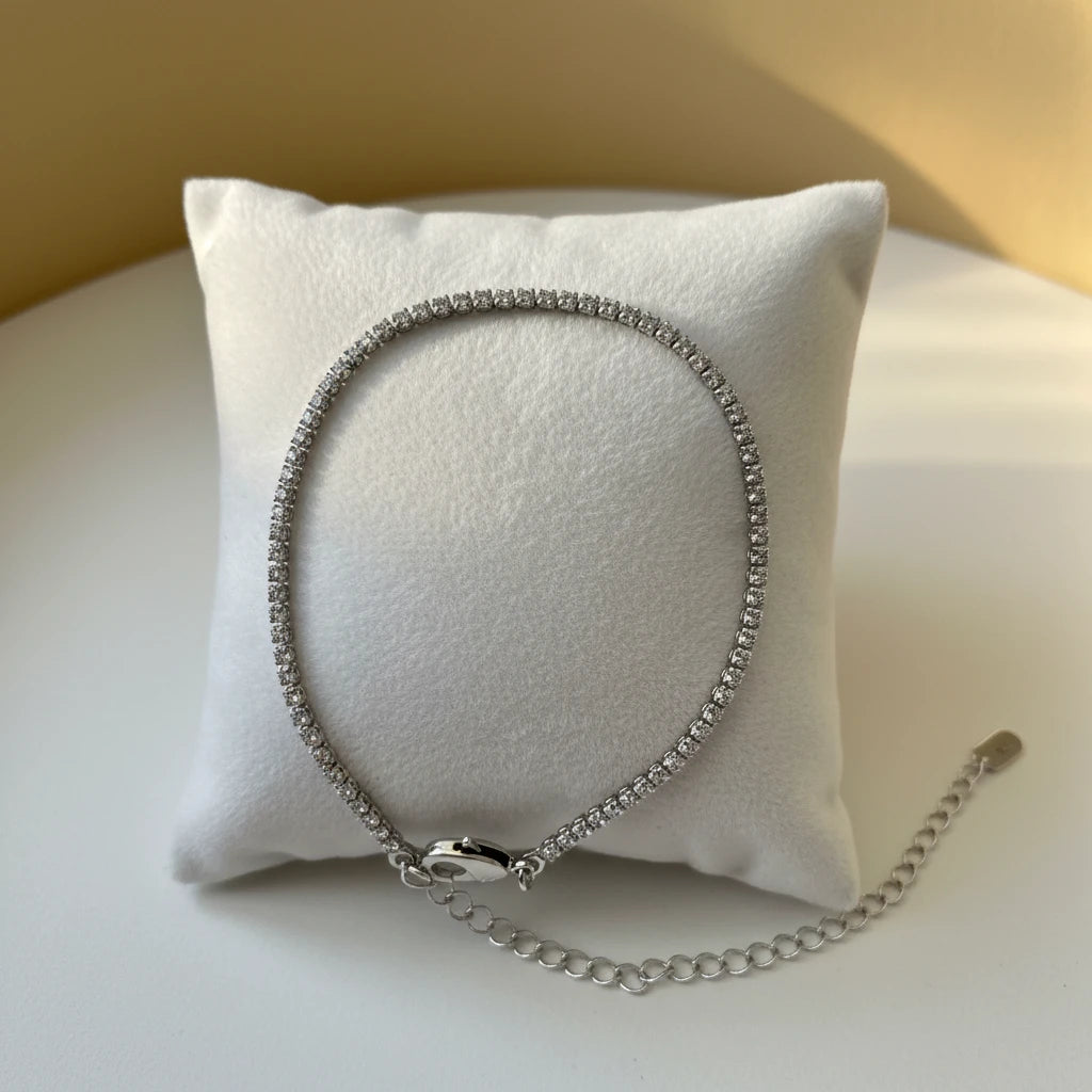 Zirconia Tennis Bracelet - White Rhodium Plated