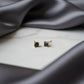 Black Cubic Zirconia Stud Earrings - 18k Gold Plated