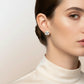 Square Halo Zirconia Stud Earrings - 18K Gold Plated