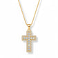 Religious Cross Studded Zirconia Pendant Necklace - 18K Gold Plated