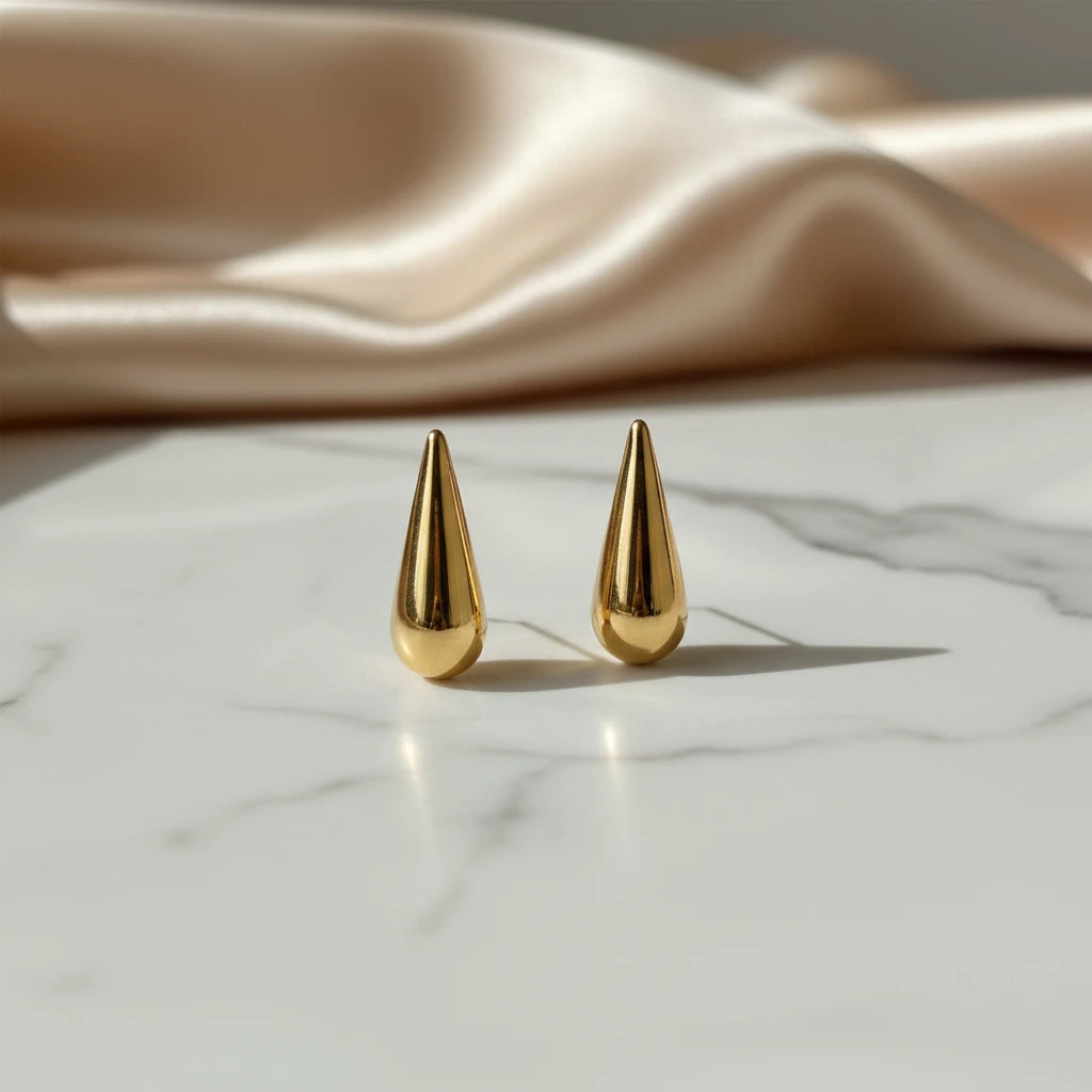 Slim Teardrop Earrings - 18K Gold Plated