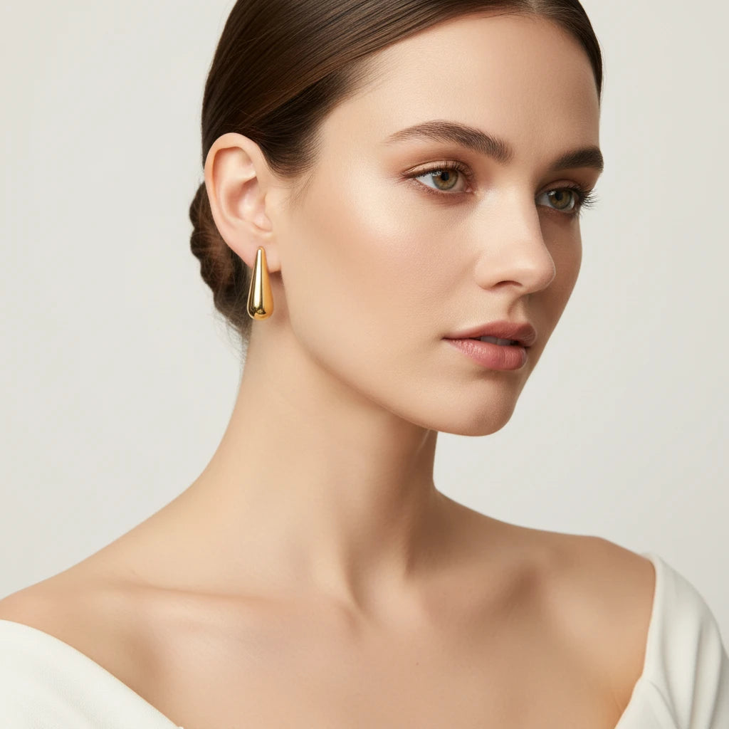Slim Teardrop Earrings - 18K Gold Plated