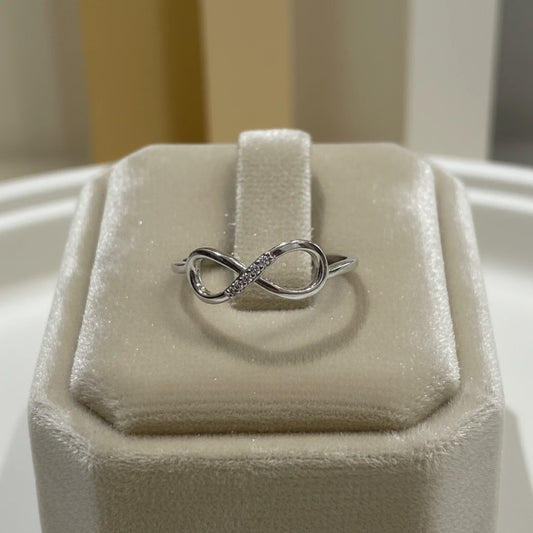 Infinite Studded Zirconia Ring -White Rhodium Plated