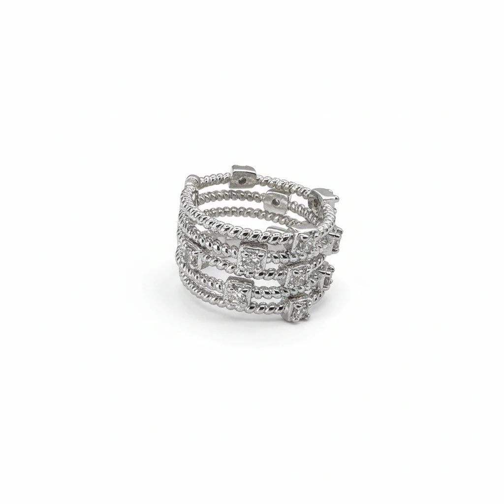 Five-Band Cubic Zirconia Ring - White Rhodium Plated