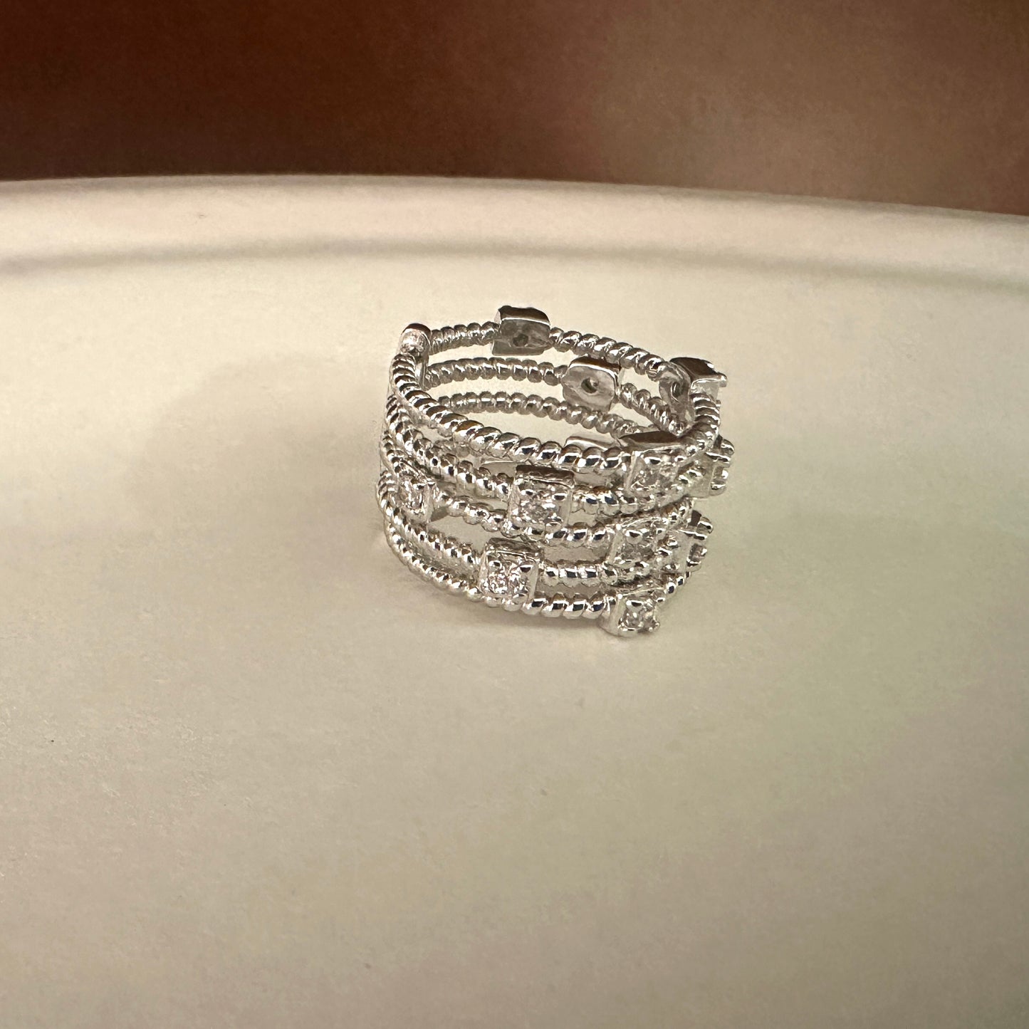 Five-Band Cubic Zirconia Ring - White Rhodium Plated
