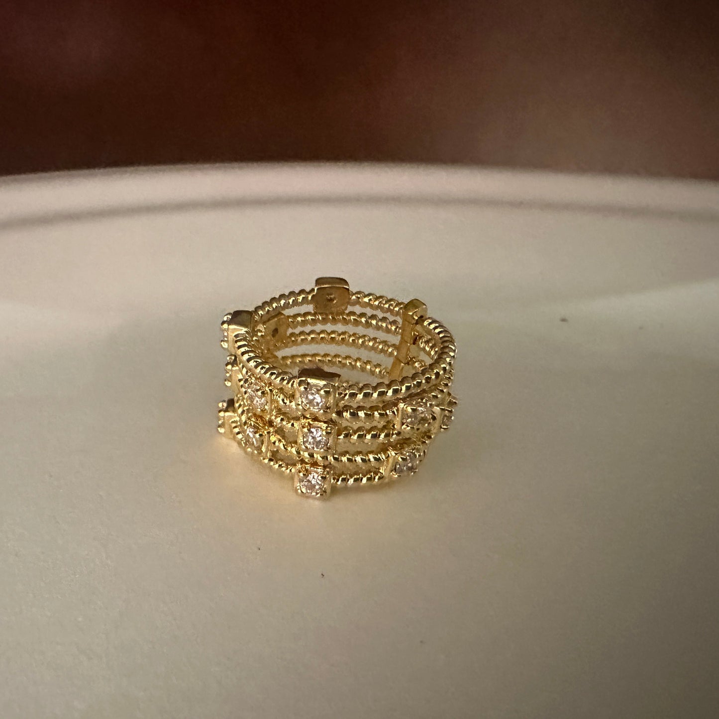 Five-Band Cubic Zirconia Ring - 18K Gold Plated