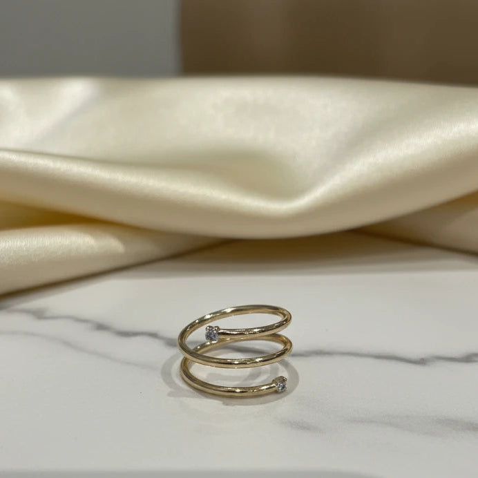 Spiral with Cubic Zirconia Ring -18K Gold Plated