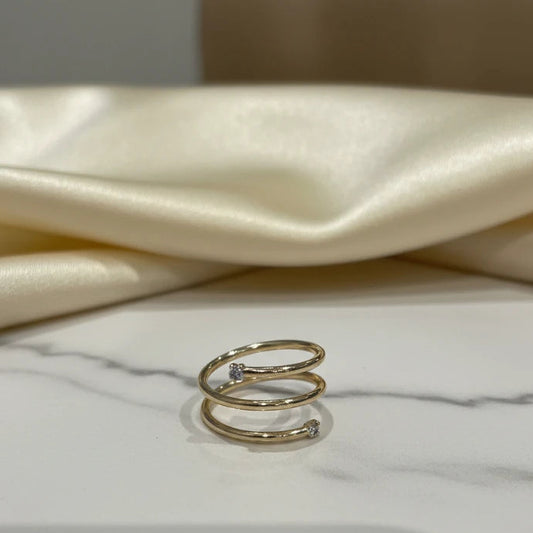 Spiral with Cubic Zirconia Ring -18K Gold Plated