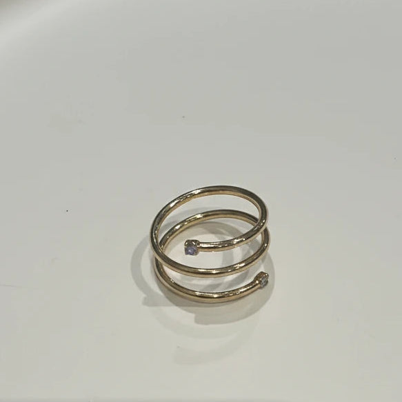 Spiral with Cubic Zirconia Ring -18K Gold Plated
