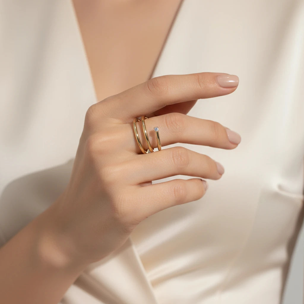 Spiral with Cubic Zirconia Ring -18K Gold Plated