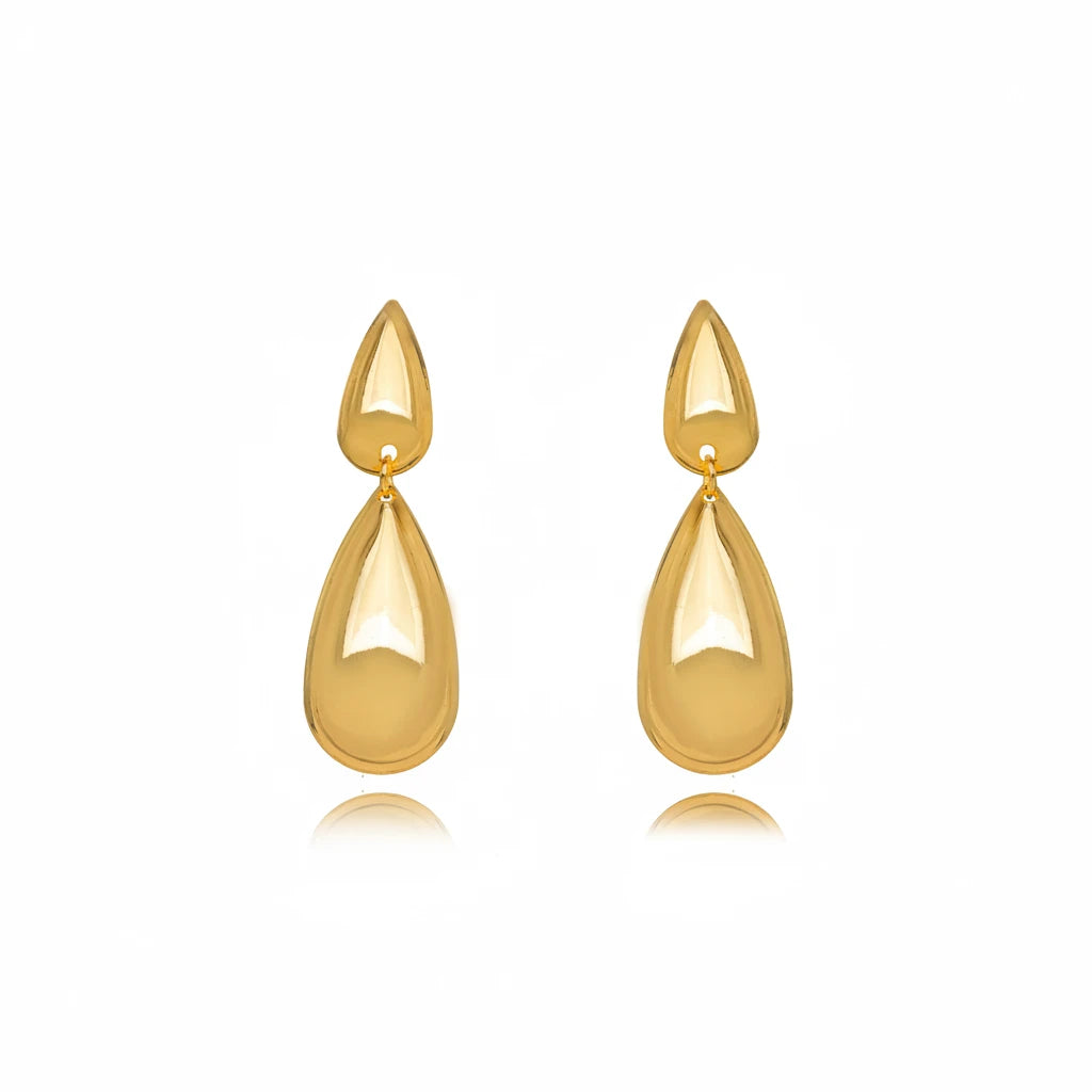 Double Teardrop Earrings - 18K Gold Plated