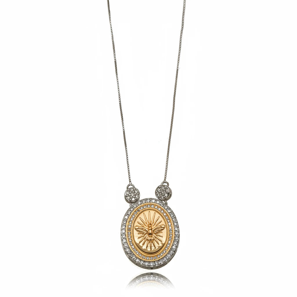 Holy Spirit Pendant Necklace - White Rhodium Plated