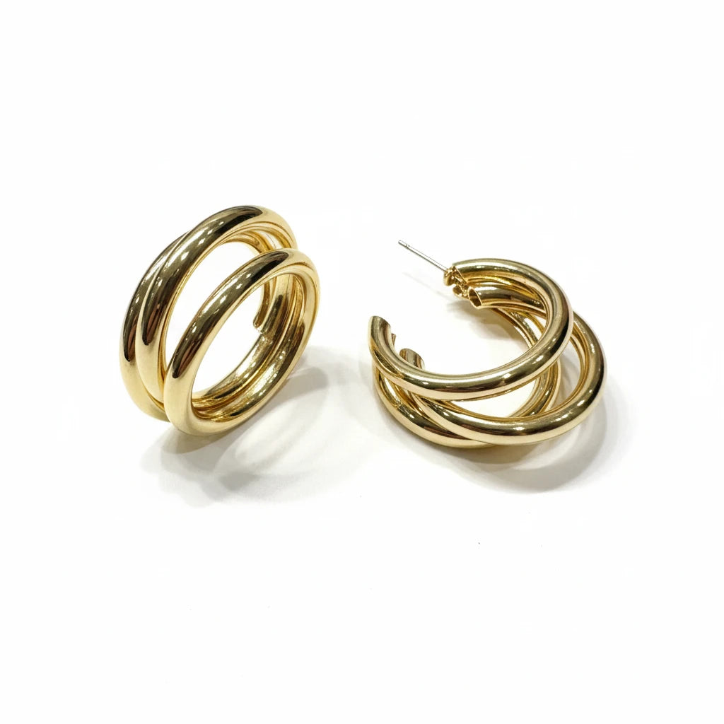 Triple Hoops Earrings - 18K Gold Plated