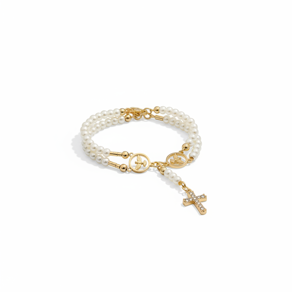 Delicate Rosary Pearls Bracelet - 18K Gold Plated