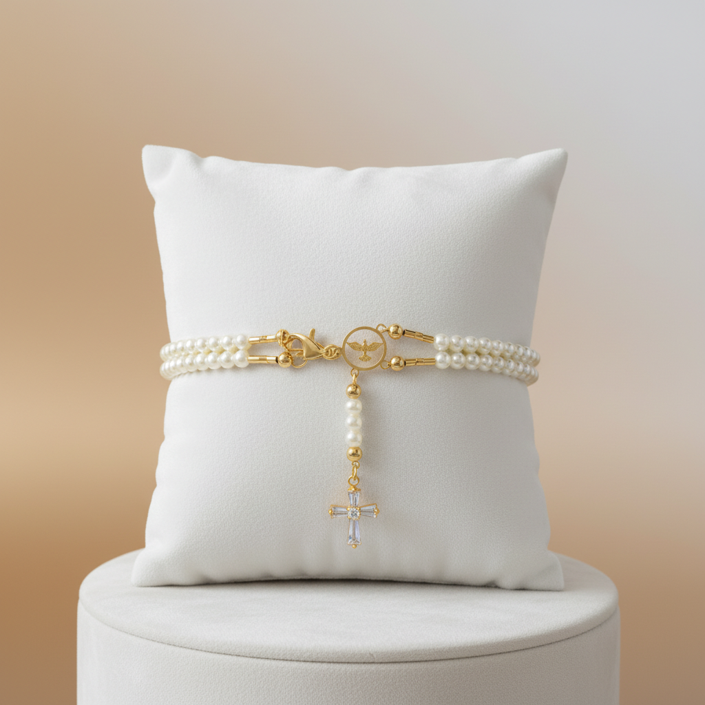 Delicate Rosary Pearls Bracelet - 18K Gold Plated