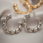 White Rhodium Plated Hoop Twisted Earrings