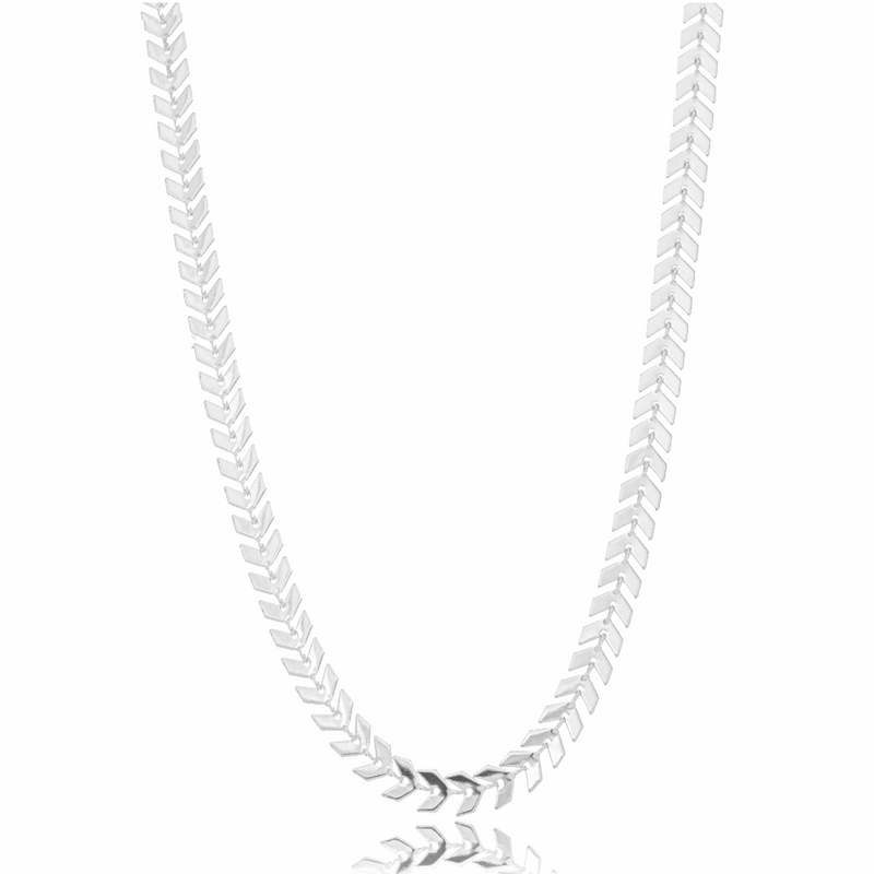 White Rhodium Plated Arrow Necklace 45cm